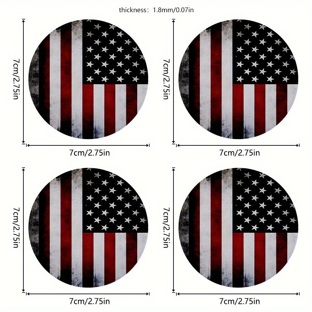American Flag Car Cup Holder Coasters — 4-Pack Universal Fit