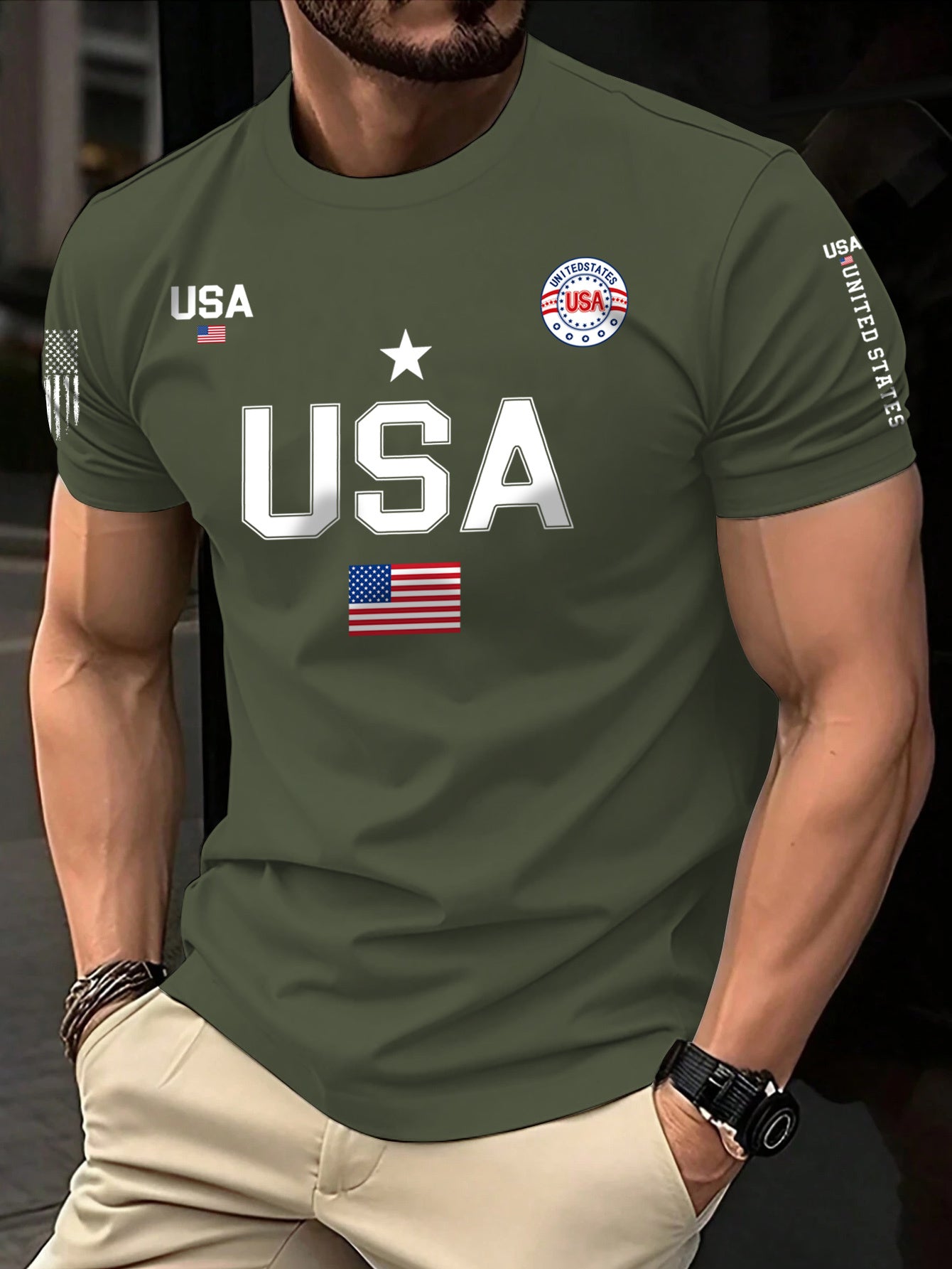 American Flag Crew-Neck Tee — Unisex Short Sleeve