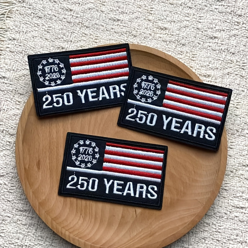 250th Anniversary Embroidered Patches — Set of 3 Iron-On Appliques