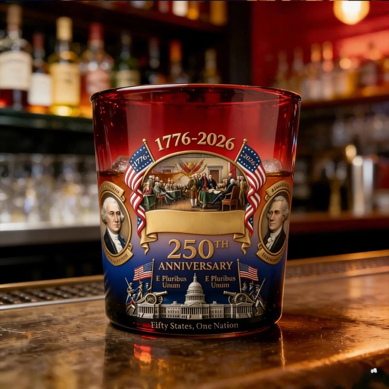 250th Anniversary Whiskey Glass — Geometric Patriot Tumbler